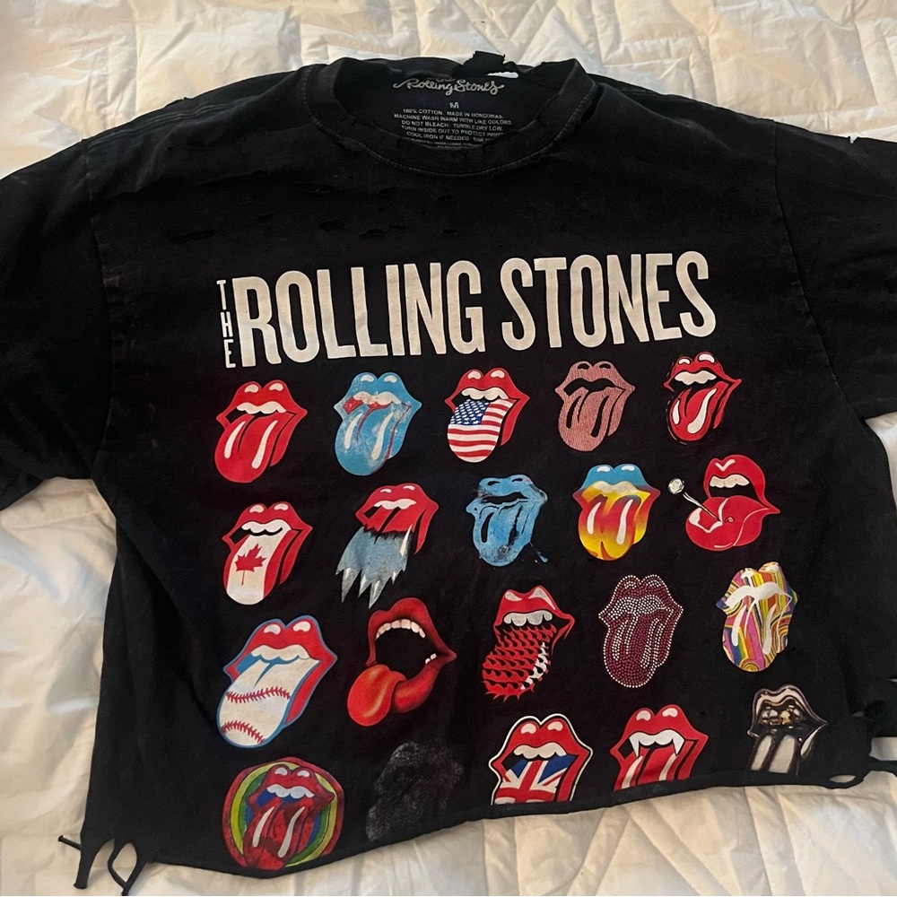 The Rolling Stones distressed Kids Tee - Black with Colorful Graphics